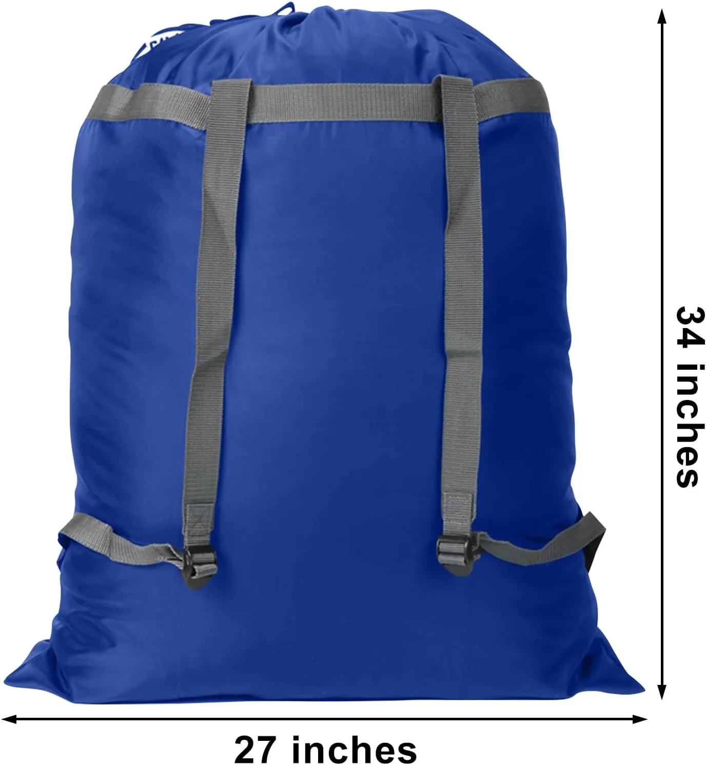 Laundry Bag Backpack, 27” x 34”Sturdy Laundry Bag with Shoulder Straps Drawstring Closure Heavy Duty Foldable Backpack for College, Travel, Laundromat, Apartment (Blue | 2 Pack)