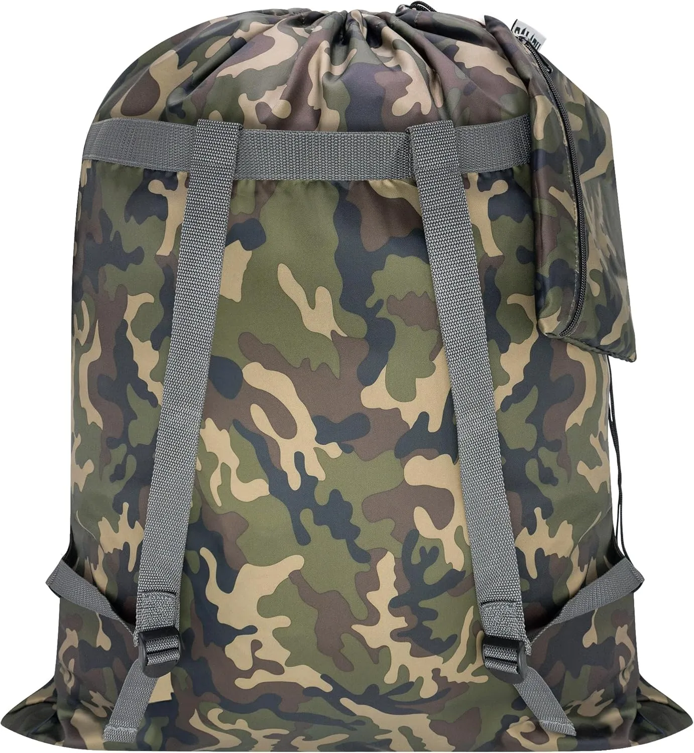 Laundry Bag Backpack, 27"x 34" Sturdy Laundry Bag with Shoulder Straps Drawstring Extra Large Heavy Duty, Foldable Backpack for College, Dorm, Travel, Laundromat (camo)