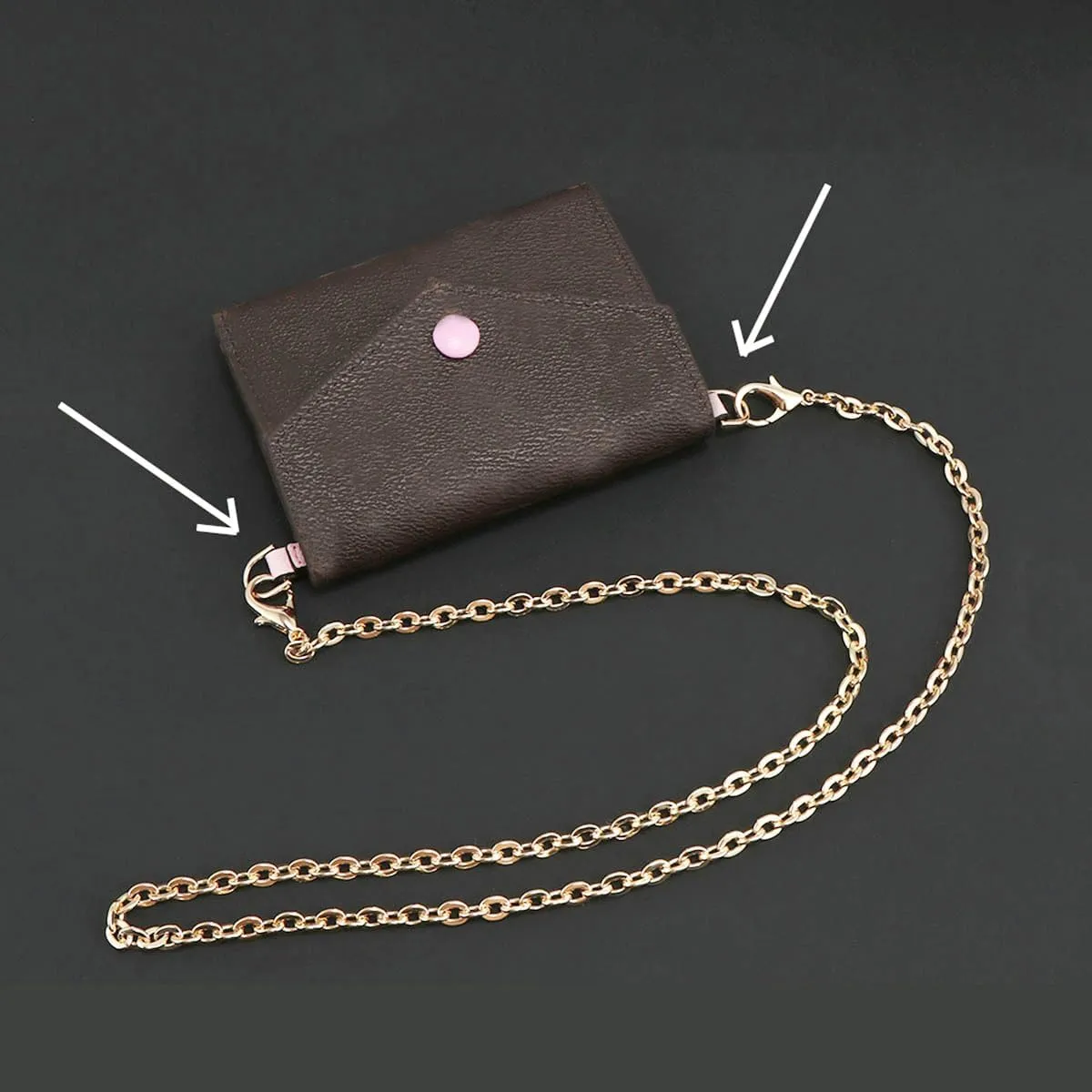 Lckaey clutch accessory kit purse chain insert strap For Doudou victorin short wallet transformation diagonal bag3022-rosy10*7cm