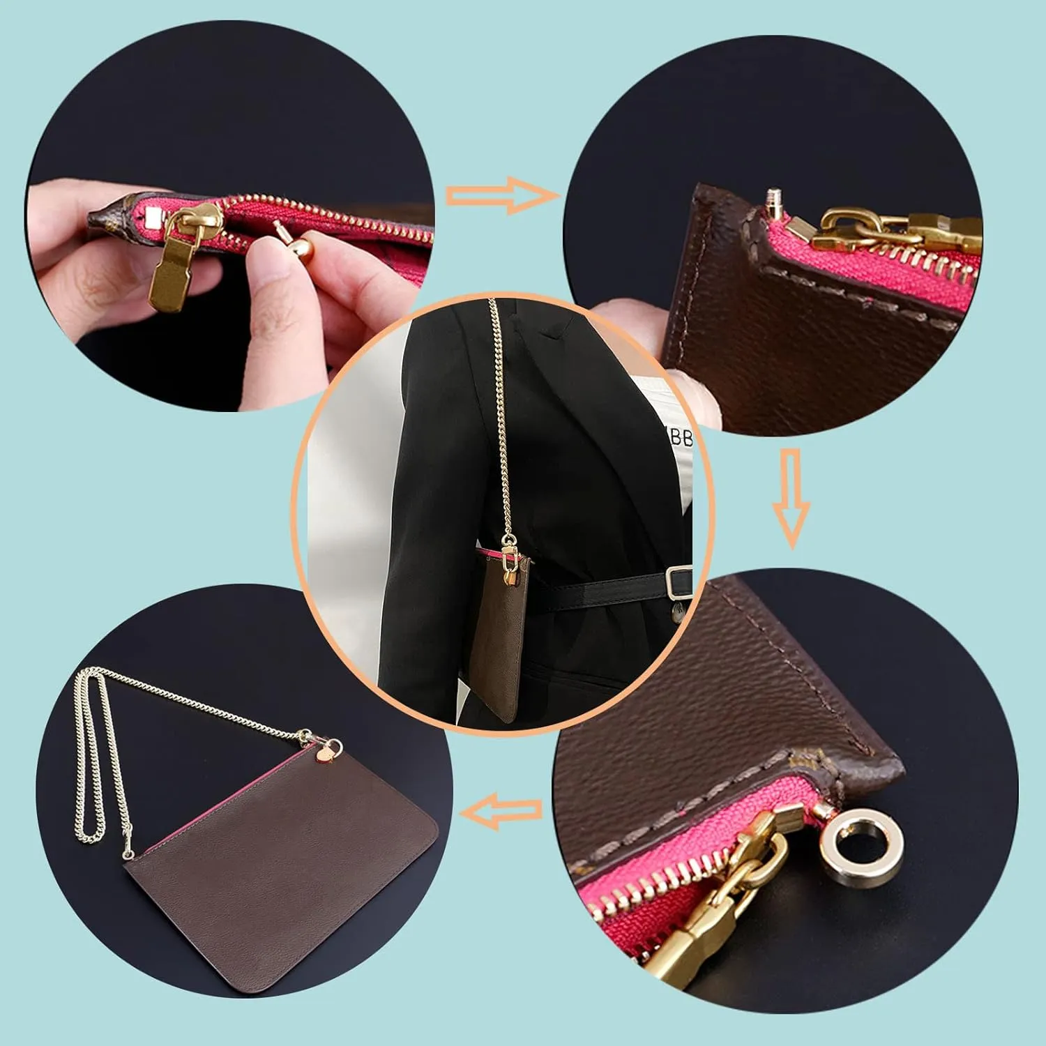 Lckaey Pouch Kit, Purse Insert Organizer for Neverfull MM GM Accessoires Handbag3032-red