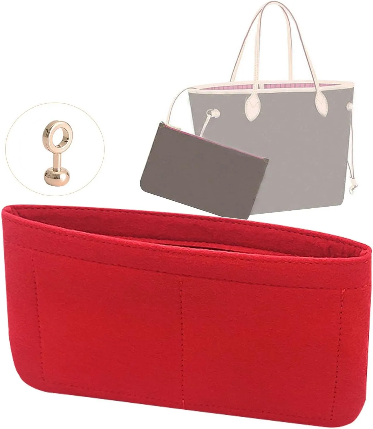 Lckaey Pouch Kit, Purse Insert Organizer for Neverfull MM GM Accessoires Handbag3032-red