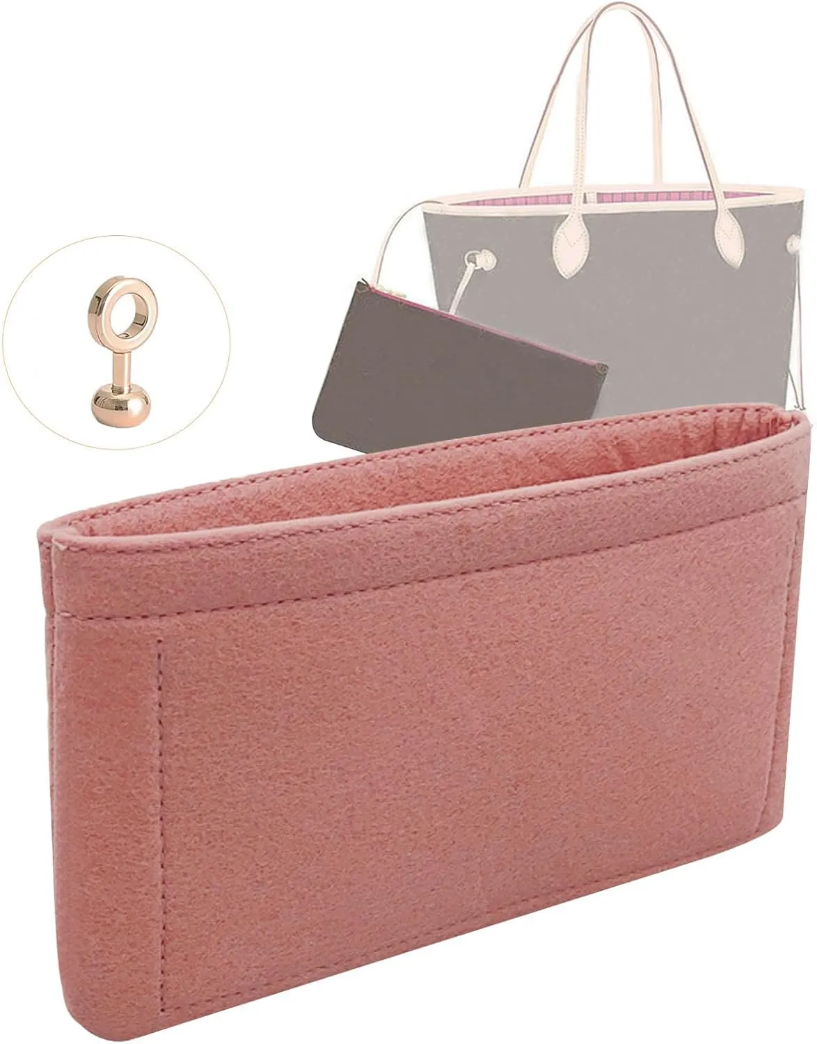 Lckaey Pouch Kit, Purse Insert Organizer for Neverfull MM GM Convert Into Handbag 3032-Pink
