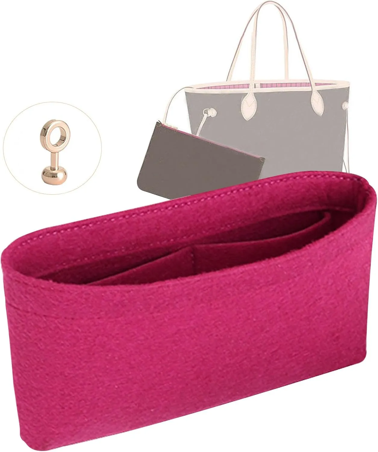 Lckaey Pouch Kit, Purse Insert Organizer for Neverfull MM GM Convert Into Handbag 3032-Rose
