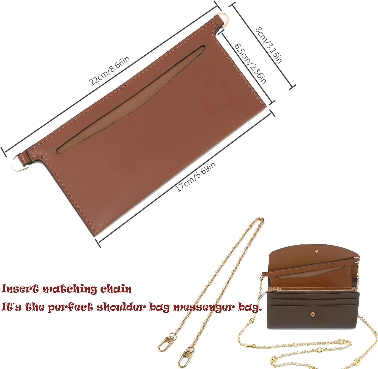 Lckaey purse insert Bag accessories kit- for Wallet Sarah bag, handbag inner bag organizer, 3015- brown