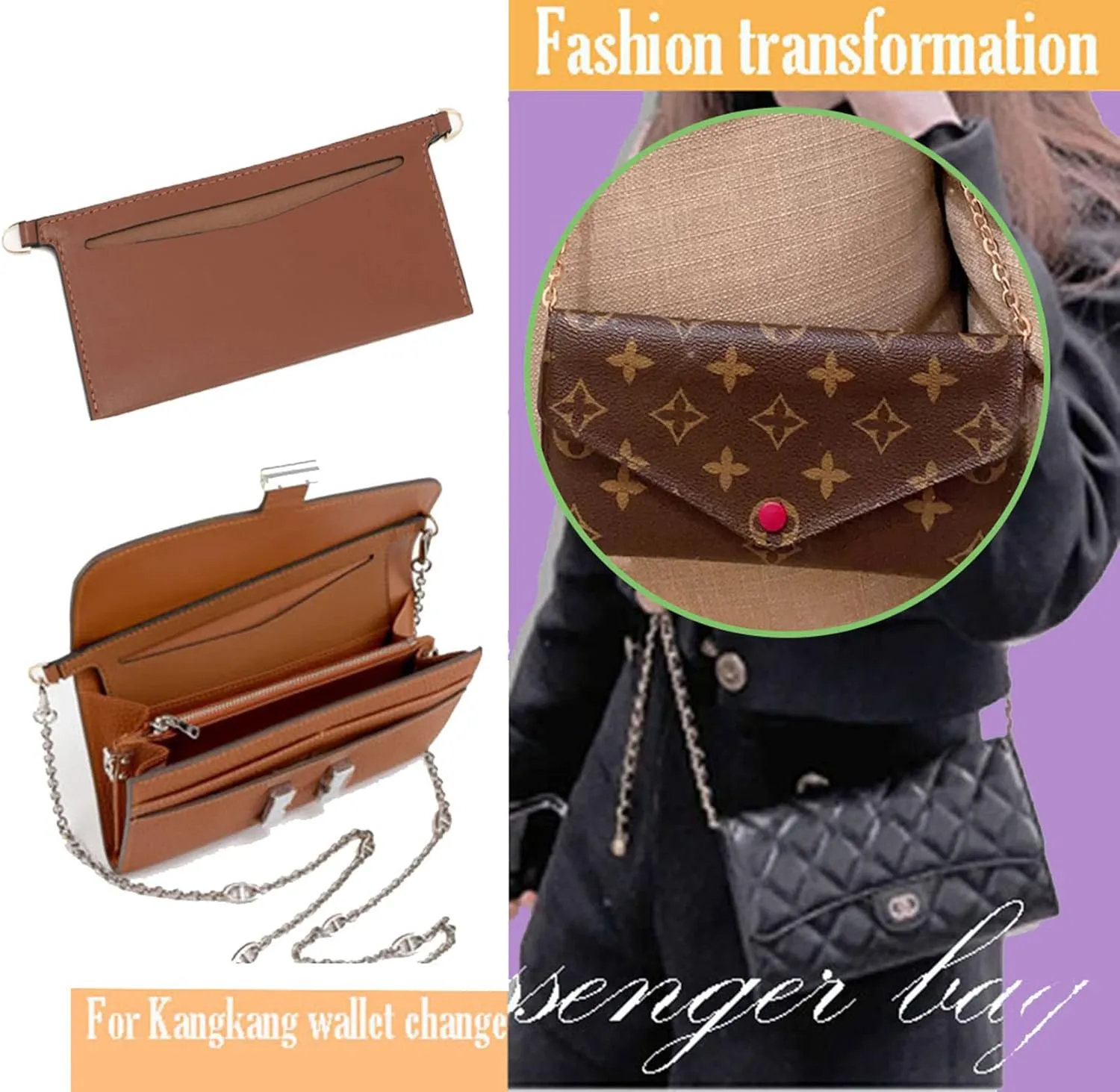 Lckaey Purse kit Sarah bag, detachable bag inserted into organizer Emily wallet diagonal shoulder bag