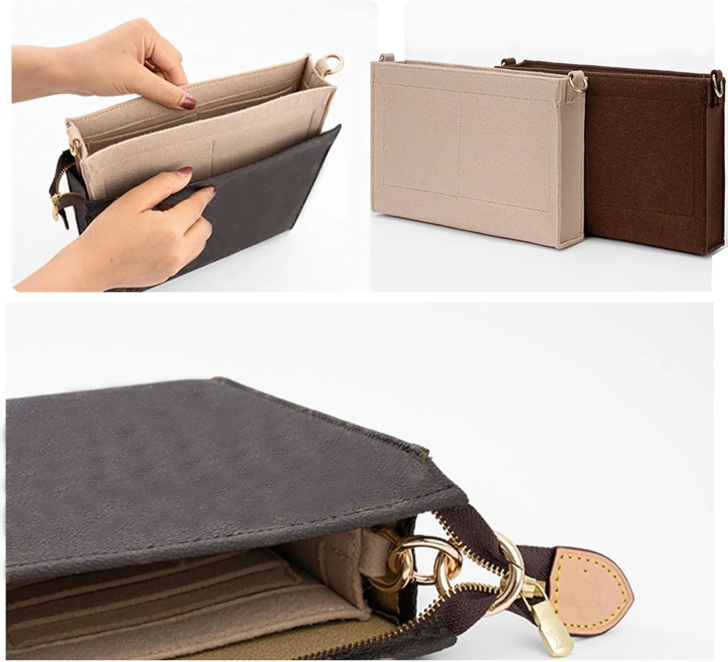 Lckaey Purse Organizer - bag Organizer Insert for 19 26 Renovation of washing bag 3076coffee-M