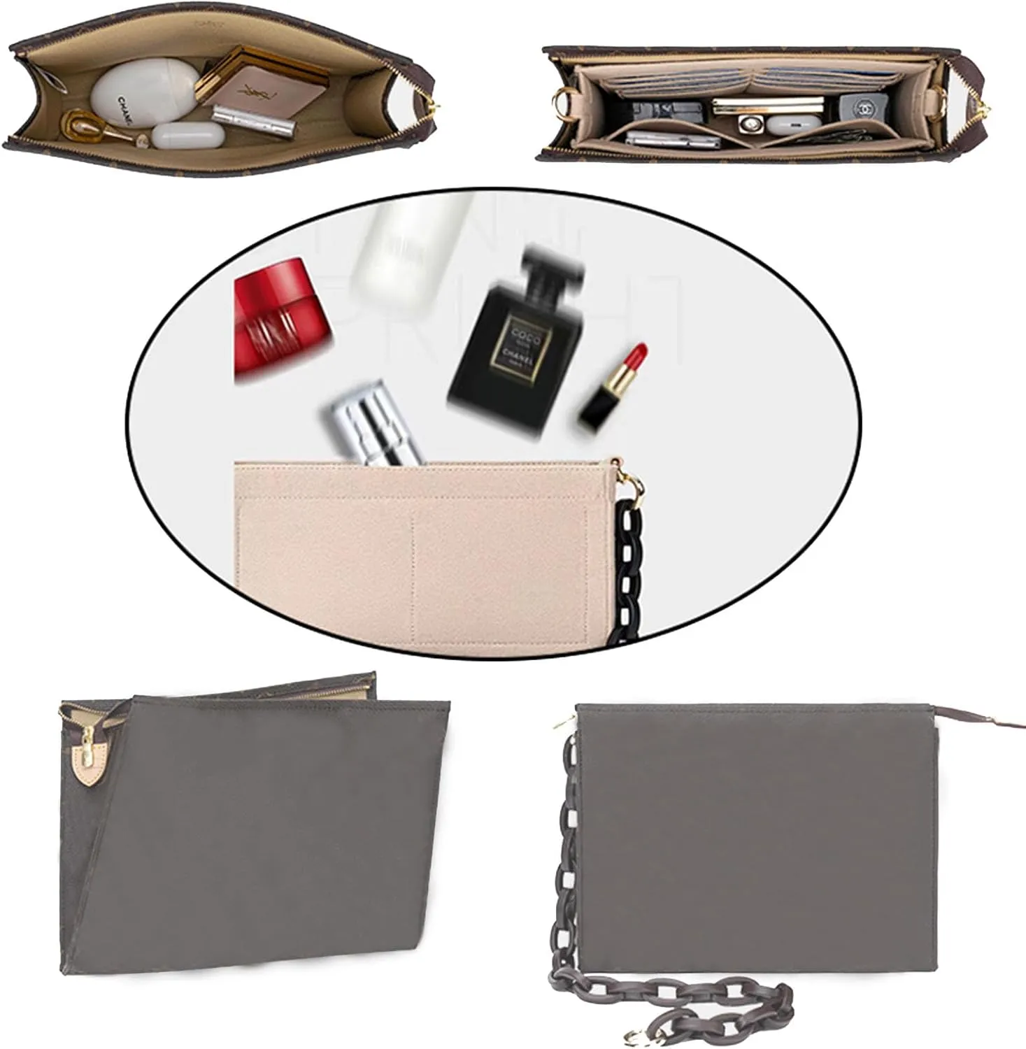 Lckaey Purse Organizer - bag Organizer Insert for 19 26 Renovation of washing bag 3076coffee-M