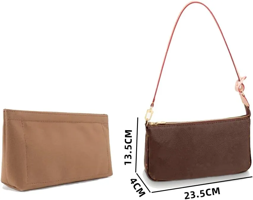 Lckaey Purse Organizer for Large Liner Compatible with Pochette Accessories​Pouch Inside Insert 3039-brown