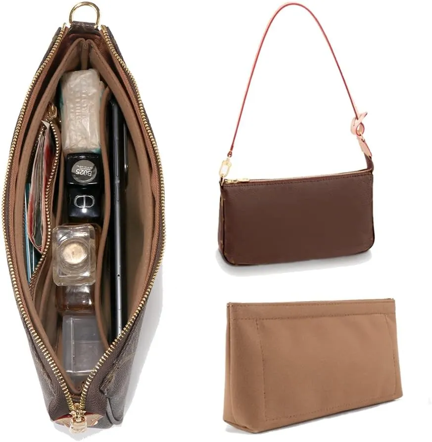 Lckaey Purse Organizer for Large Liner Compatible with Pochette Accessories​Pouch Inside Insert 3039-brown