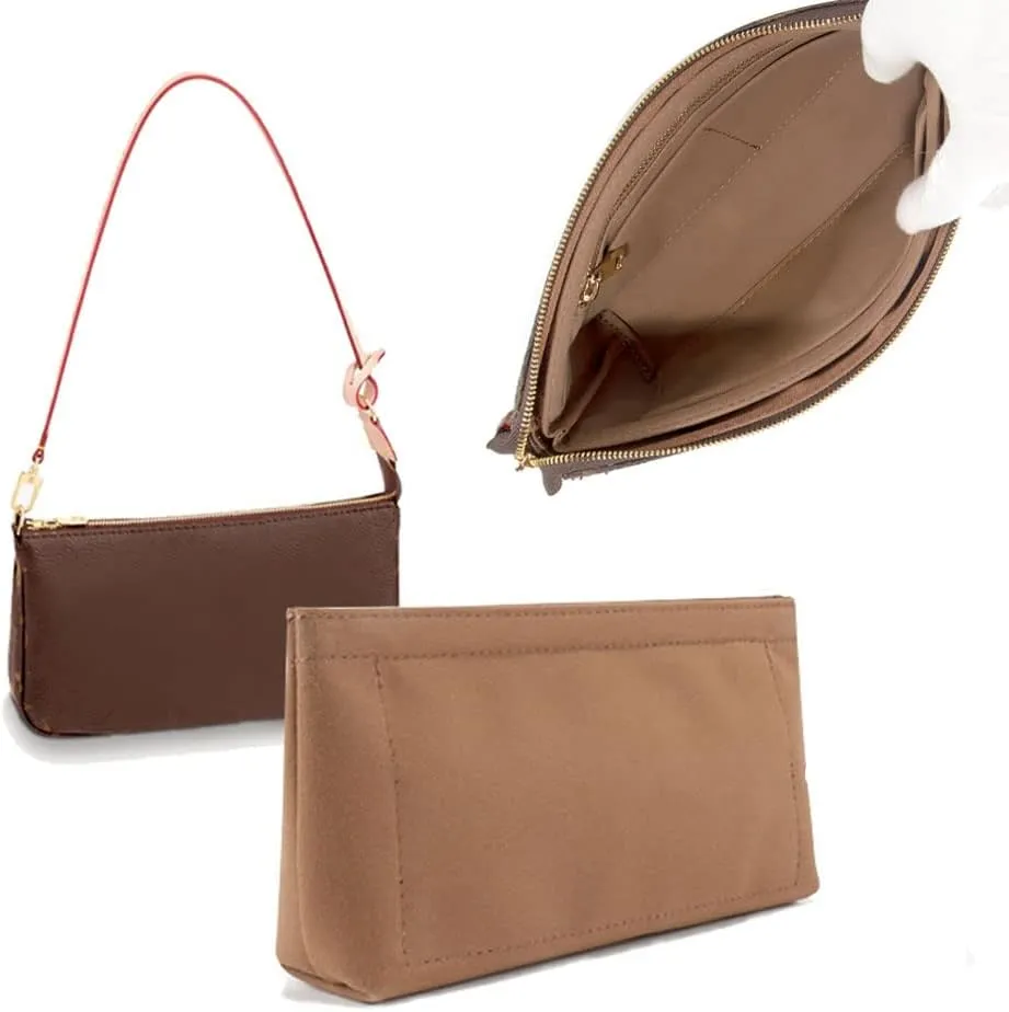 Lckaey Purse Organizer for Large Liner Compatible with Pochette Accessories​Pouch Inside Insert 3039-brown