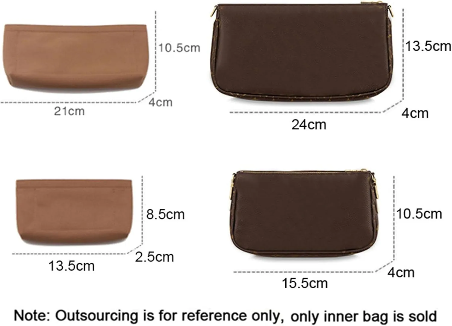 Lckaey Purse Organizer for Large Liner Compatible with Pochette Accessories​Pouch Inside Insert 3039-coffee2P
