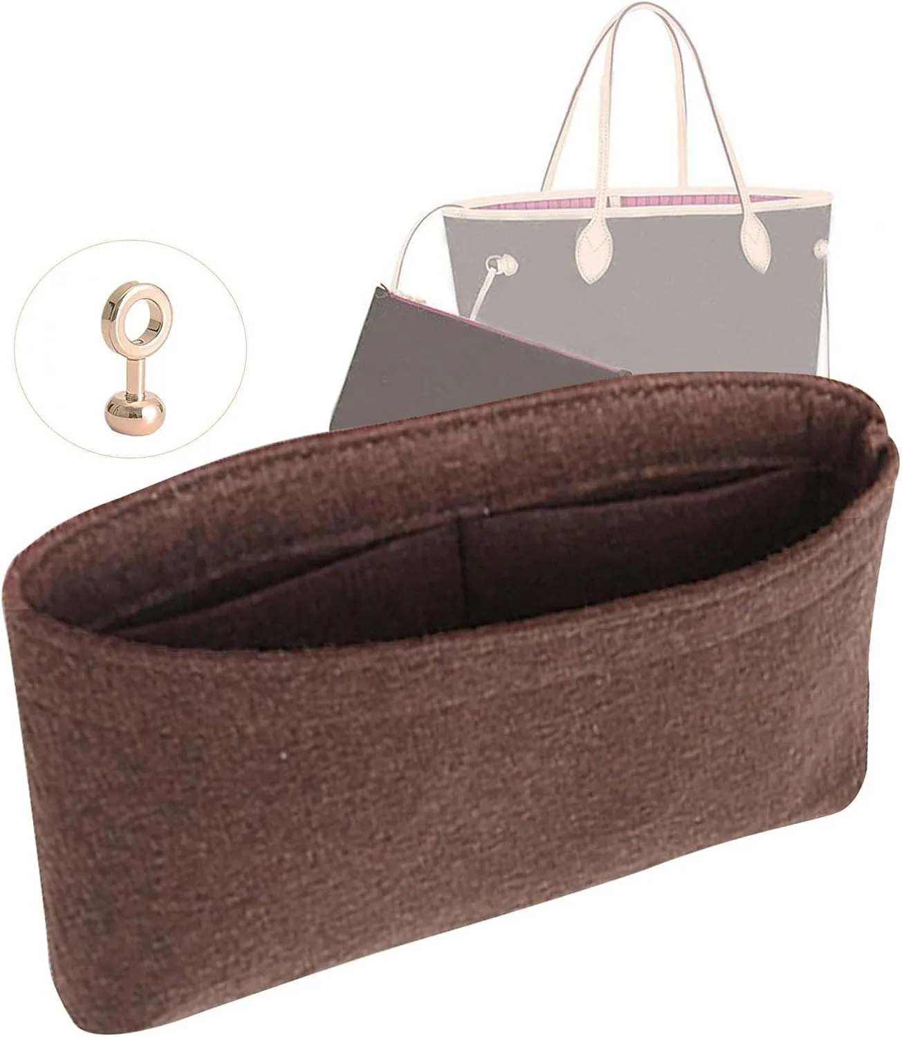 Lckaey purse Organizer for Storage Bag Liner Microfiber Organizer insert 3032-brown