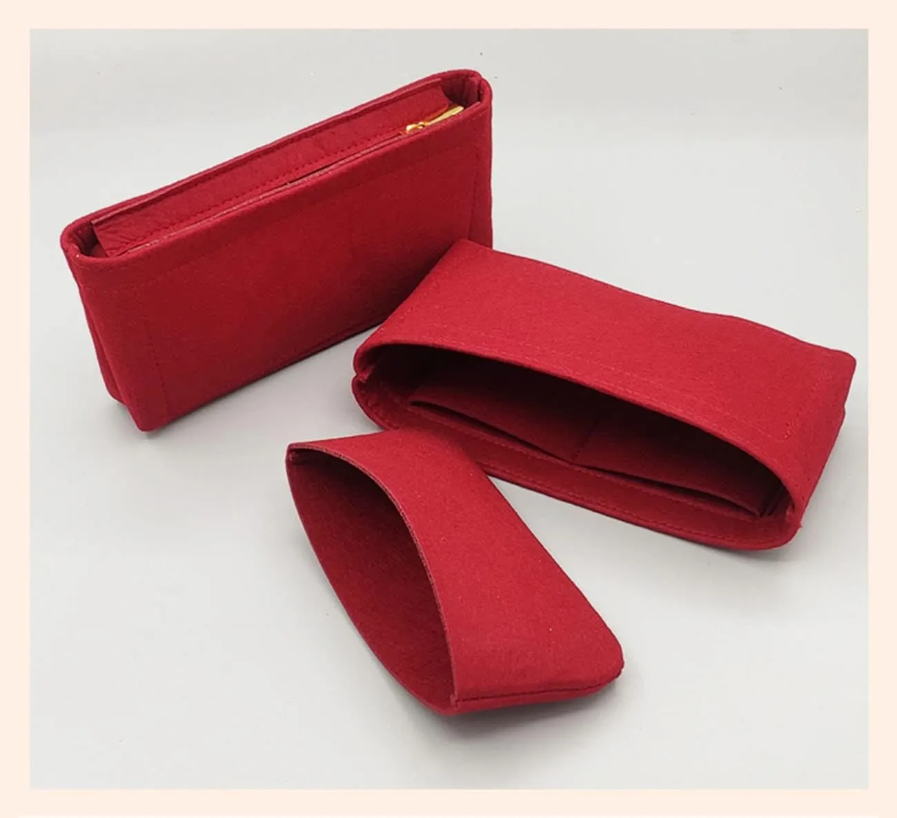 Lckaey Purse Organizer Insert for Passy Postman Liner Bag Chain Pack Storage Organizer2087claret-B