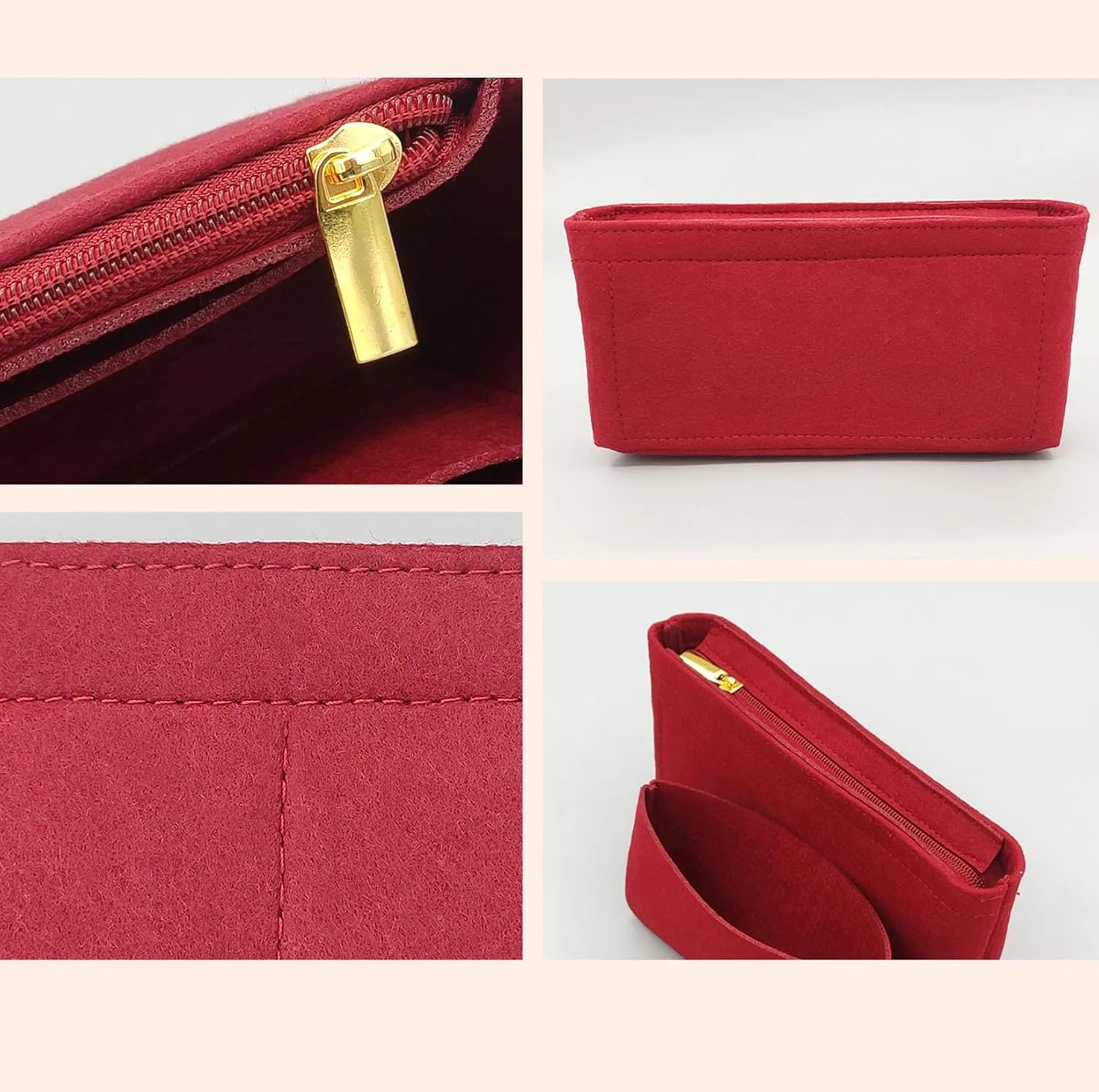 Lckaey Purse Organizer Insert for Passy Postman Liner Bag Chain Pack Storage Organizer2087claret-B