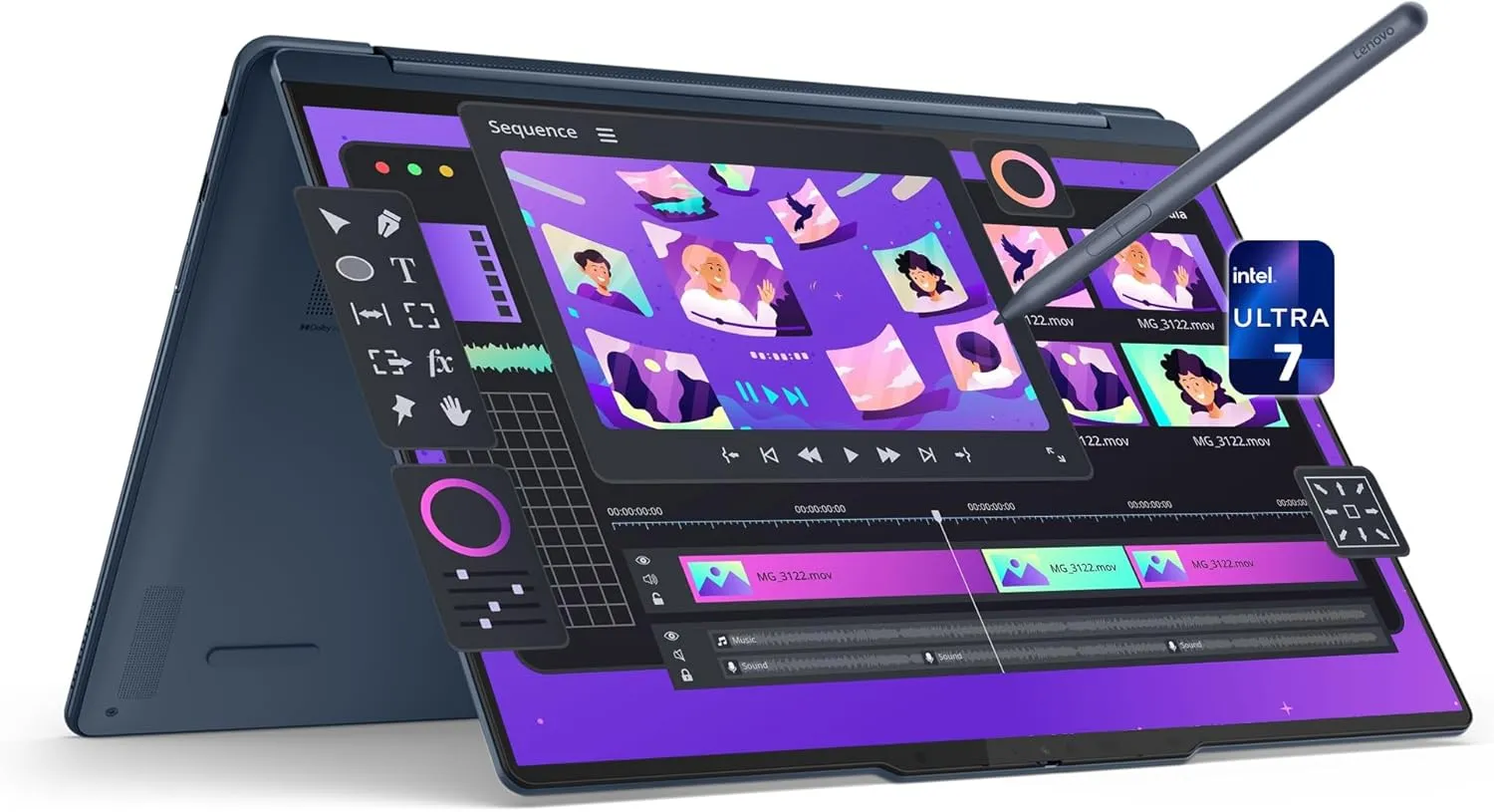 LENOVO Yoga 9i 2-in-1 Copilot  Laptop, Intel Ultra 7-258V, 32 GB LPDDR5x RAM, 2 TB PCIe SSD, 14" 3K (2880x1800) OLED Touchscreen Display, Intel Arc Graphics, Backlit Keyboard, W11 Home, Cosmic Blue