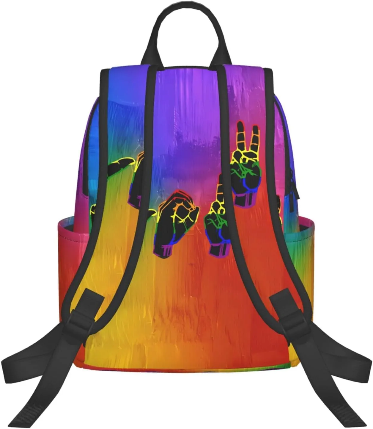 Lesbian Love Finger Gesture LGBT Rainbow Gay Pride Travel Laptop Backpack Casual Backpacks Double Shoulder Daypack Notebook Rucksack Work Bags Sports Bag for Hiking Camping Beach