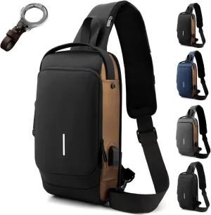 Leyweio Bag Fashion,New Carbon Fiber Streamline Anti-Theft Sling Bag, Waterproof Chest Bag Travel Crossbody Work Gym Commutes