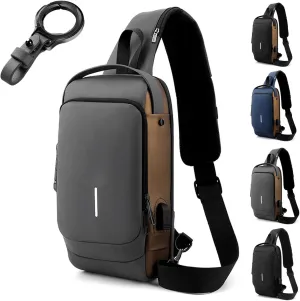 Leyweio Bag,New Carbon Fiber Streamline Anti-Theft Sling Bag, Waterproof Chest Bag for Travel Crossbody Work Gym Commutes