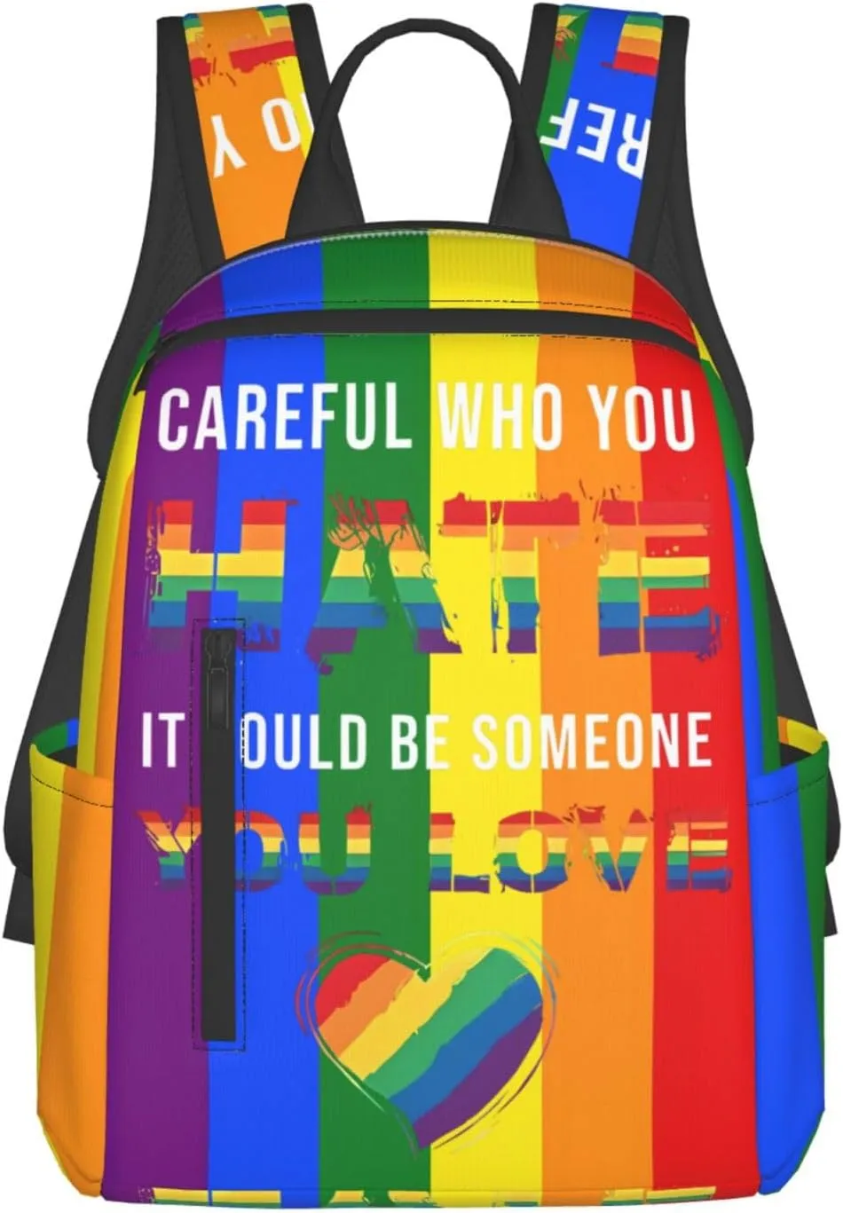 LGBT Pride Careful Who You Hate It Could Be Someone You Love Travel Laptop Backpack Casual Backpacks Double Shoulder Daypack Notebook Rucksack Work Bags Sports Bag for Hiking Camping Beach