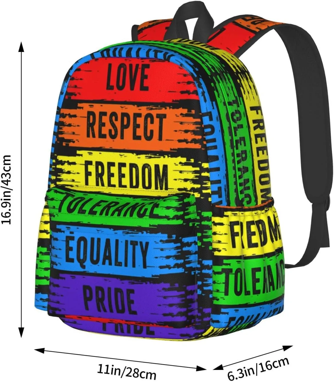 Lgbt Pride Rainbow Gay Love Respect Freedom Tolerance Equality Laptop Backpack Shoulder Bag Laptop Pack Travel Backpacks Commuter Back Pack Casual Daypack Bags With Side Pockets