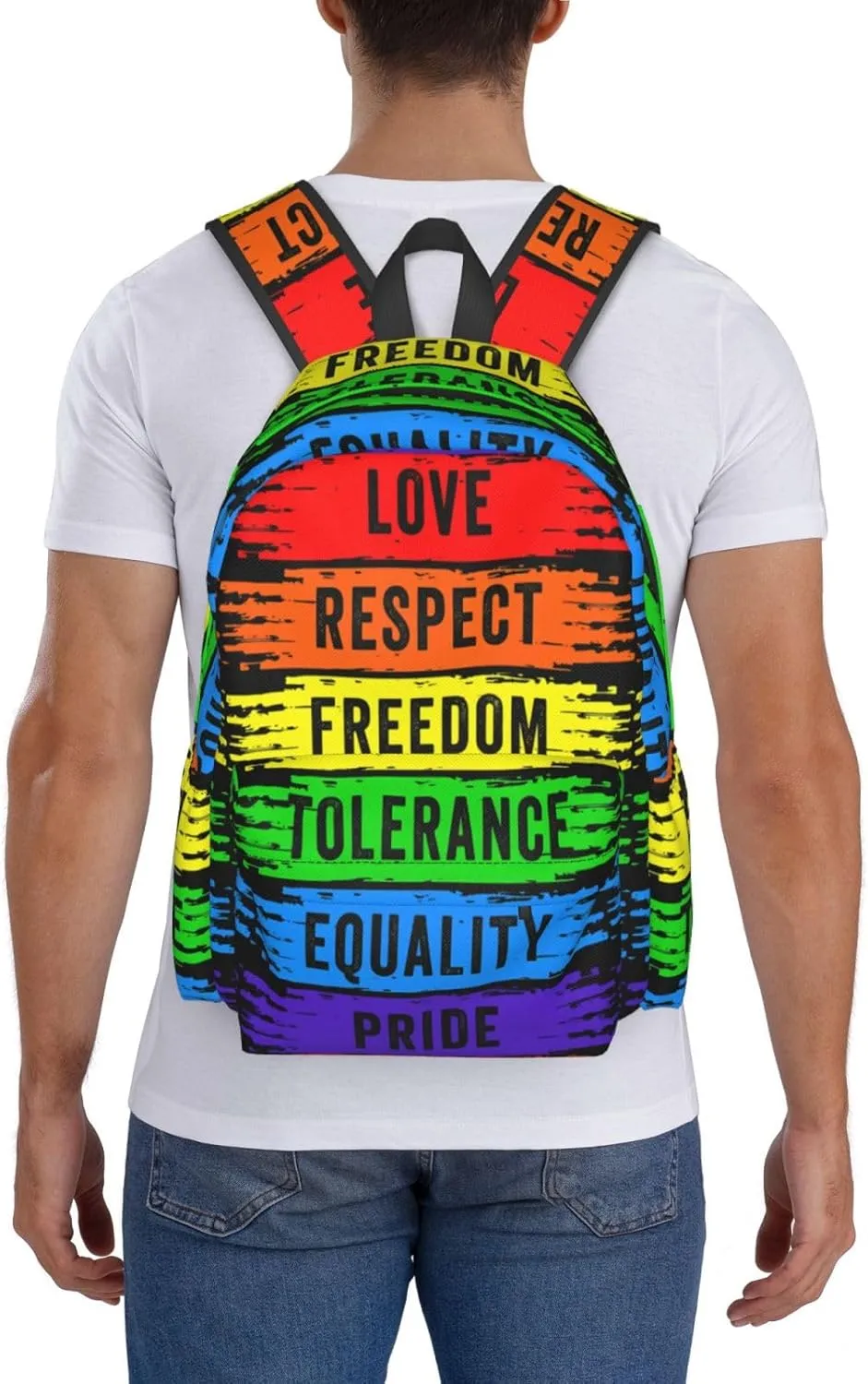 Lgbt Pride Rainbow Gay Love Respect Freedom Tolerance Equality Laptop Backpack Shoulder Bag Laptop Pack Travel Backpacks Commuter Back Pack Casual Daypack Bags With Side Pockets