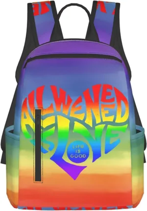 LGBT Rainbow All We Need Is Love Life is Soo Good Travel Laptop Backpack Casual Backpacks Double Shoulder Daypack Notebook Rucksack Work Bags Sports Bag for Gym Hiking Camping Beach