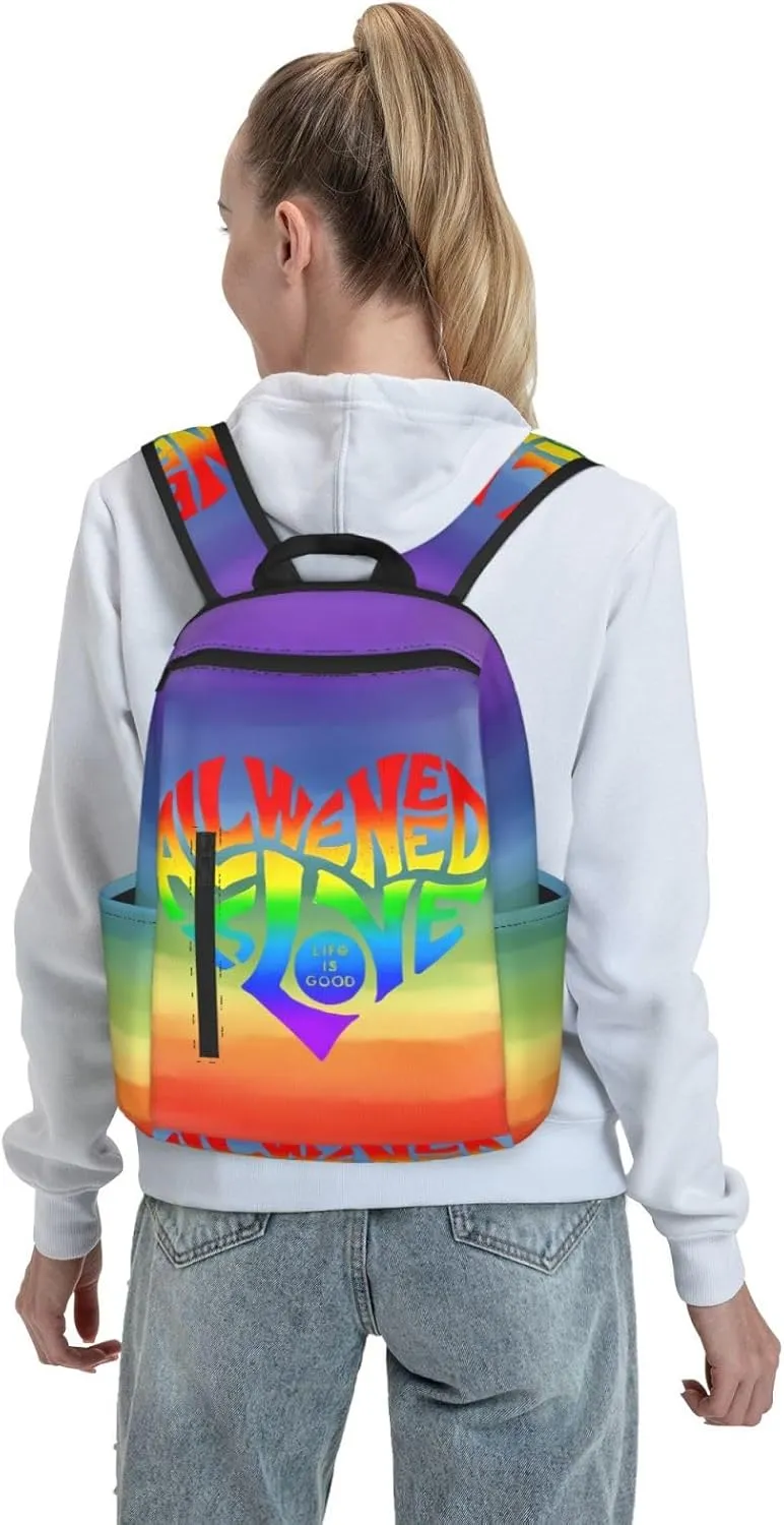LGBT Rainbow All We Need Is Love Life is Soo Good Travel Laptop Backpack Casual Backpacks Double Shoulder Daypack Notebook Rucksack Work Bags Sports Bag for Gym Hiking Camping Beach