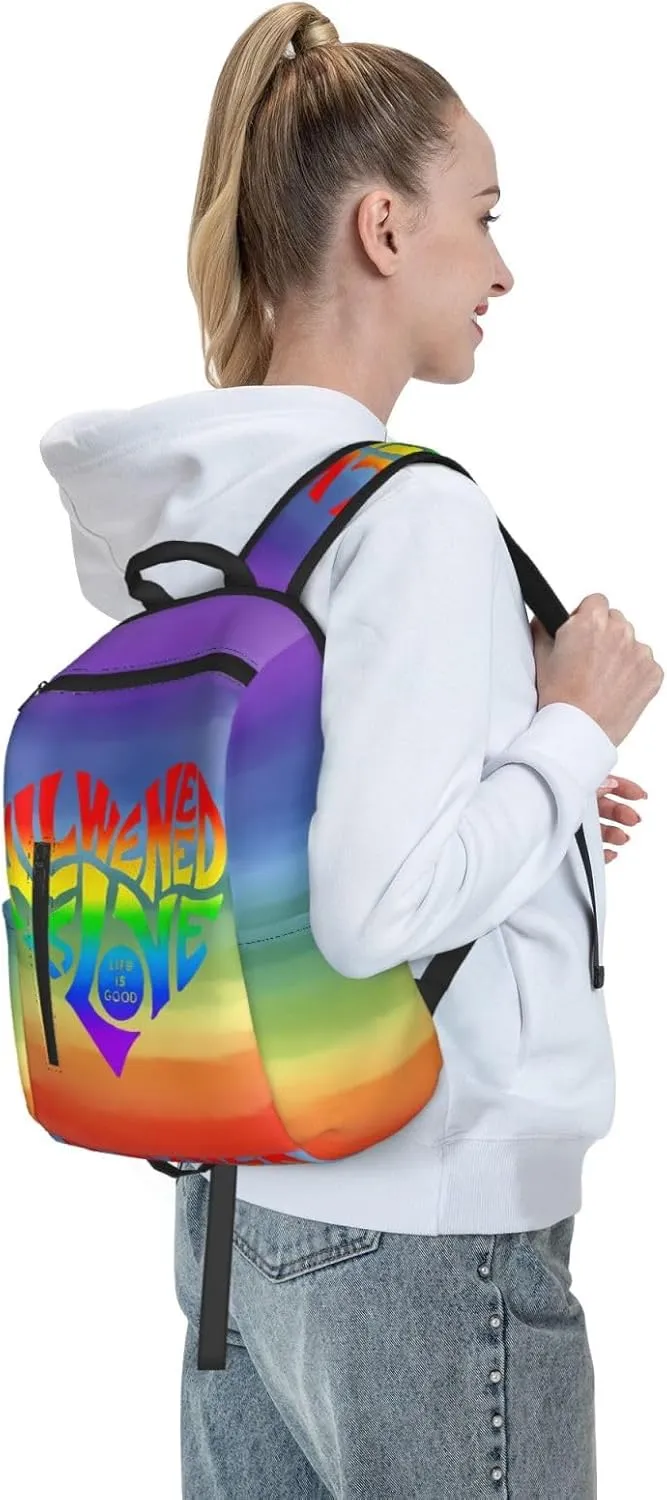 LGBT Rainbow All We Need Is Love Life is Soo Good Travel Laptop Backpack Casual Backpacks Double Shoulder Daypack Notebook Rucksack Work Bags Sports Bag for Gym Hiking Camping Beach
