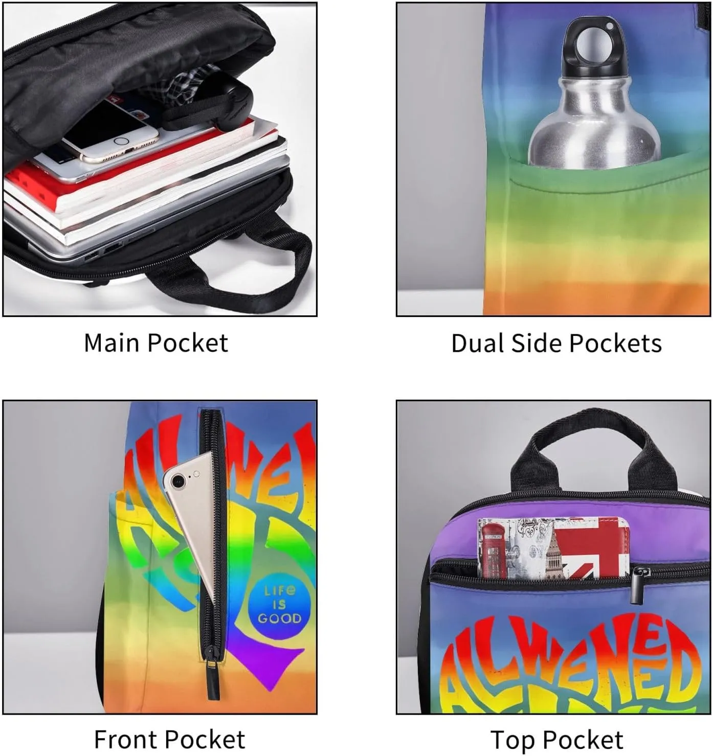 LGBT Rainbow All We Need Is Love Life is Soo Good Travel Laptop Backpack Casual Backpacks Double Shoulder Daypack Notebook Rucksack Work Bags Sports Bag for Gym Hiking Camping Beach