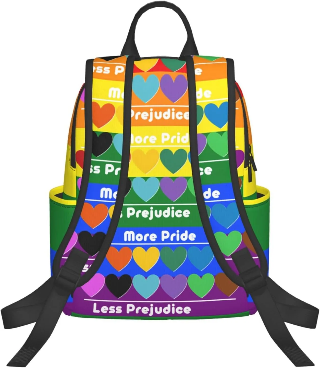 LGBT Rainbow Gay More Pride Less Prejudice Heart Travel Laptop Backpack Casual Backpacks Double Shoulder Daypack Notebook Rucksack Work Bags Sports Bag for Hiking Camping Beach