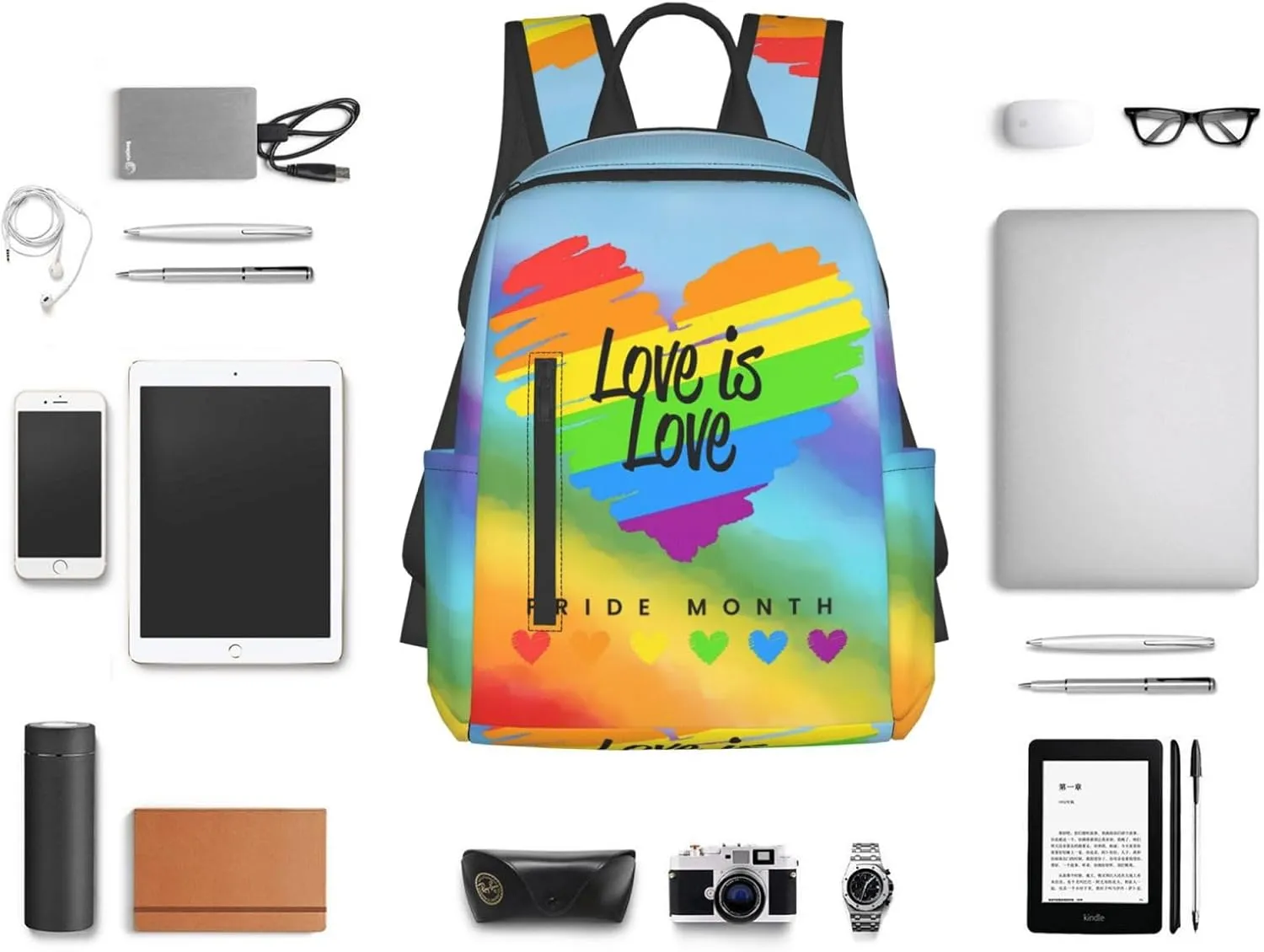 LGBT Rainbow Gay Pride Love Is Love Pride Month Travel Laptop Backpack Casual Backpacks Double Shoulder Daypack Notebook Rucksack Work Bags Sports Bag for Gym Hiking Camping Beach
