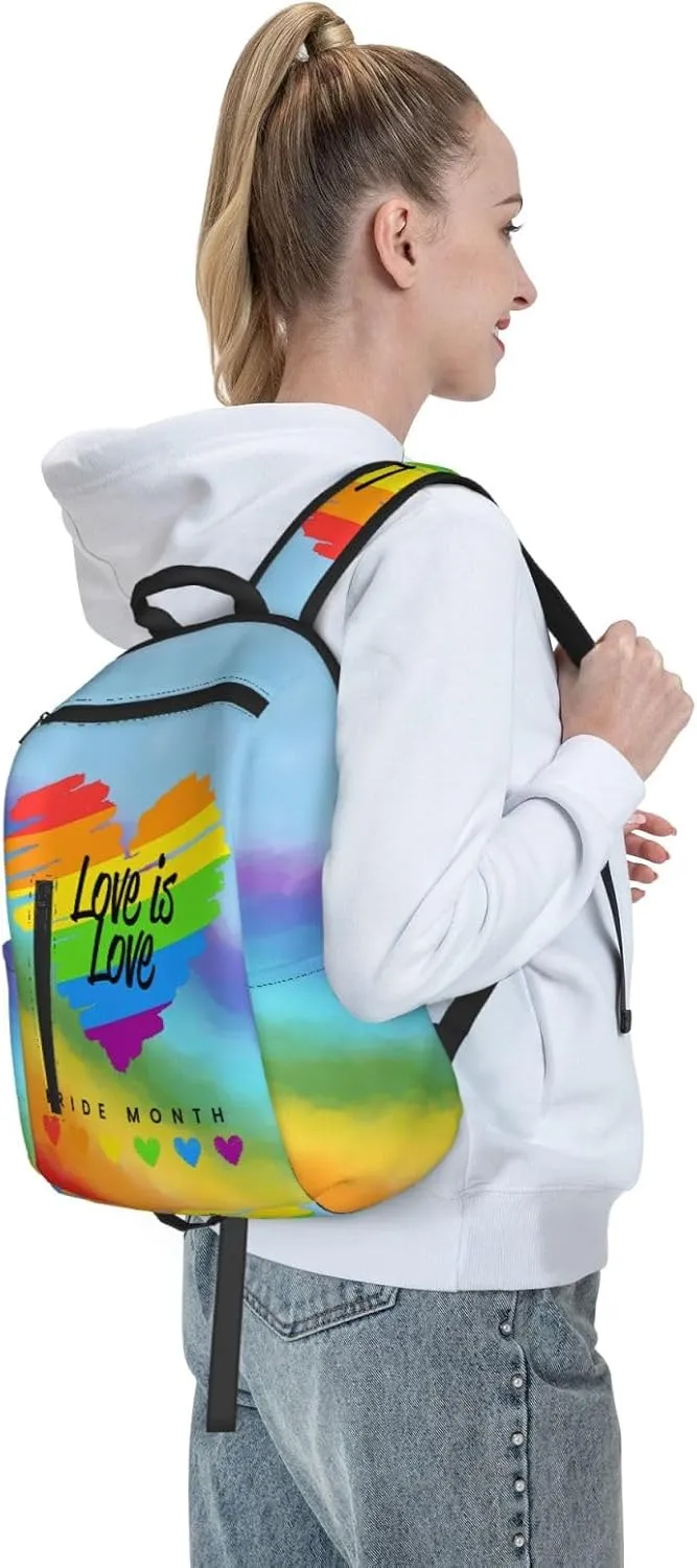 LGBT Rainbow Gay Pride Love Is Love Pride Month Travel Laptop Backpack Casual Backpacks Double Shoulder Daypack Notebook Rucksack Work Bags Sports Bag for Gym Hiking Camping Beach