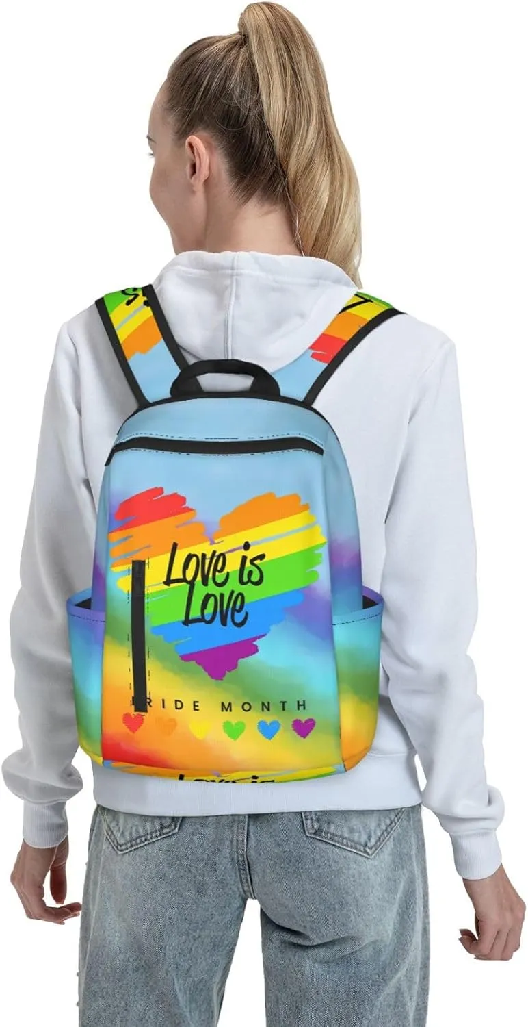 LGBT Rainbow Gay Pride Love Is Love Pride Month Travel Laptop Backpack Casual Backpacks Double Shoulder Daypack Notebook Rucksack Work Bags Sports Bag for Gym Hiking Camping Beach