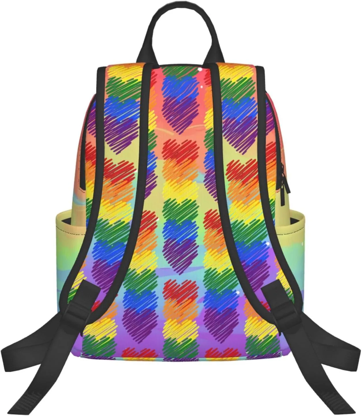 LGBT Rainbow Gay Pride Six Colors Hearts Travel Laptop Backpack Casual Backpacks Double Shoulder Daypack Notebook Rucksack Work Bags Sports Bag for Hiking Camping Beach
