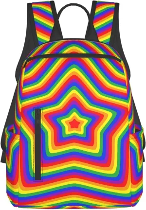 LGBT Rainbow Pride Gay Colorful Stars Travel Laptop Backpack Casual Backpacks Double Shoulder Daypack Notebook Rucksack Work Bags Sports Bag for Hiking Camping Beach