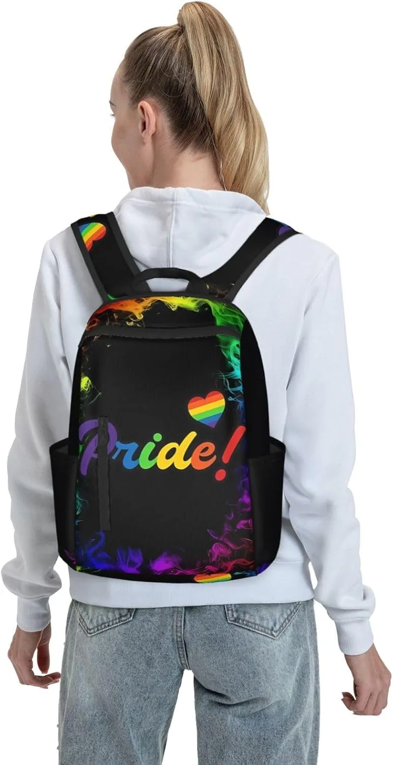 LGBT Rainbow Pride Gay Heart Travel Laptop Backpack Casual Backpacks Double Shoulder Daypack Notebook Rucksack Work Bags Sports Bag for Hiking Camping Beach