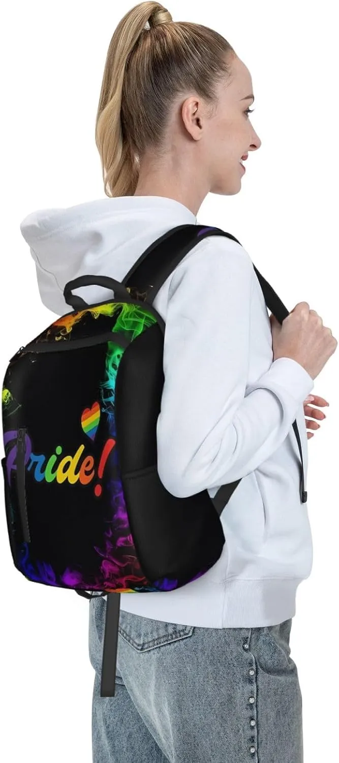 LGBT Rainbow Pride Gay Heart Travel Laptop Backpack Casual Backpacks Double Shoulder Daypack Notebook Rucksack Work Bags Sports Bag for Hiking Camping Beach