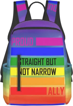 LGBT Rainbow Pride Straight But Not Narrow Ally Travel Laptop Backpack Casual Backpacks Double Shoulder Daypack Notebook Rucksack Work Bags Sports Bag for Gym Hiking Camping Beach