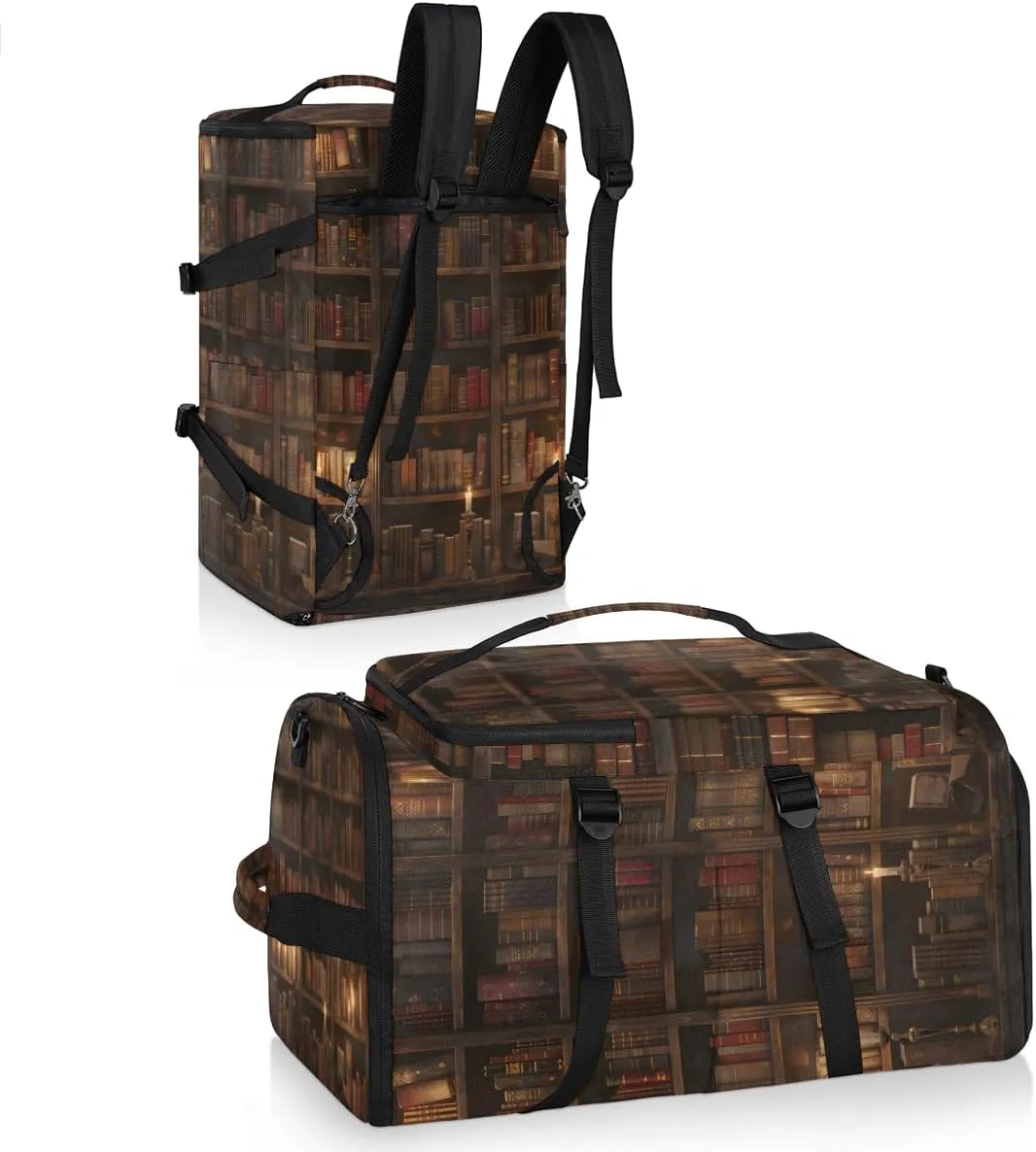 Library Bookshelf Travel Backpack for Women Men, Flight Approved Carry on Backpack, Laptop Weekender Casual Daypack for Travel, Work, Hiking