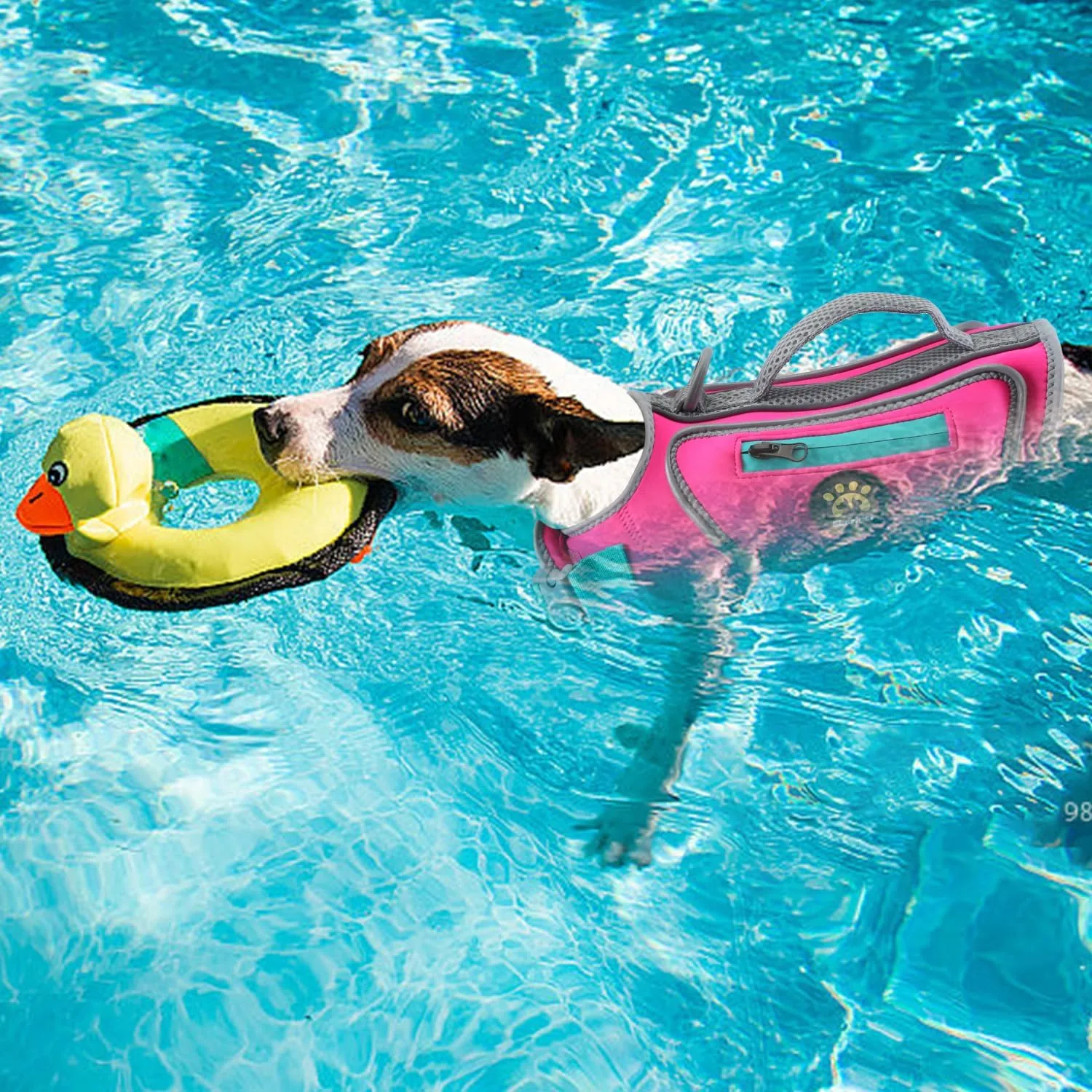 Life Jacket for Dogs High Buoyancy, Dog Life Vests for Swimming Adjustable Reflective Pet Floating Vest, Good Visibility Dog Swim Preserver with Rescue Handle for Medium Dogs (Rosepink, M)