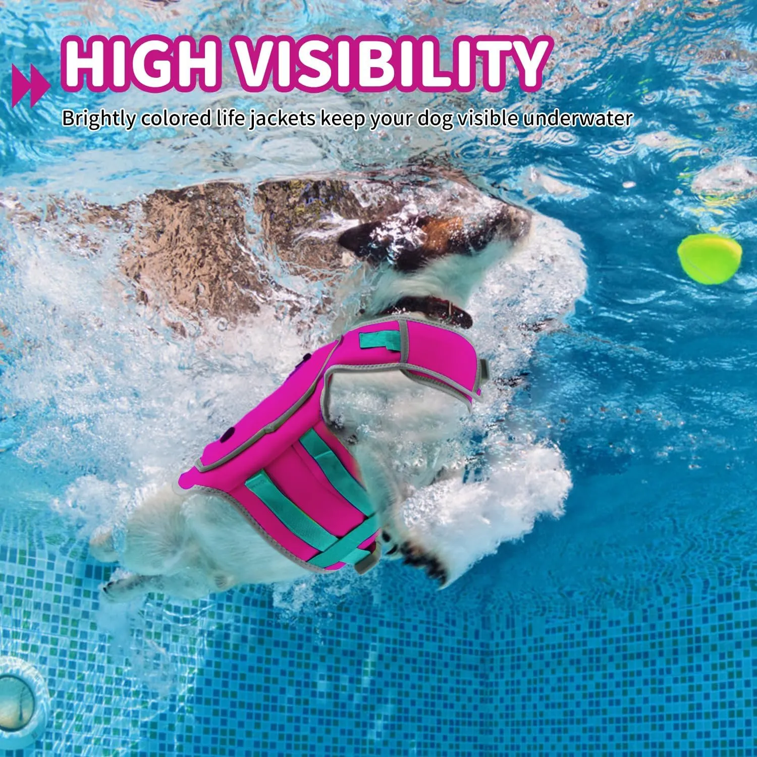 Life Jacket for Dogs High Buoyancy, Dog Life Vests for Swimming Adjustable Reflective Pet Floating Vest, Good Visibility Dog Swim Preserver with Rescue Handle for Medium Dogs (Rosepink, M)