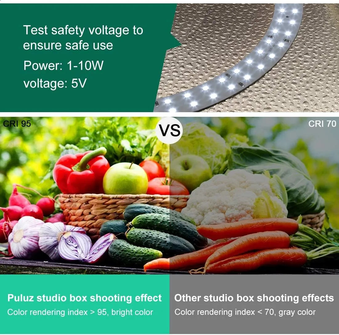 Lightbox, PULUZ 11.8"/30cm Photo Studio Light Box, Portable Picture Box Adjustable Brightness, Folding Professional Light Box Photography with Led Lights and 6 Colors Backdrops for Product Photography