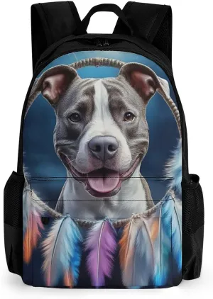 Lightweight Daypack for Camping Business Walking Cycling - Large Capacity Anti-Theft Multipurpose Bookbag, Pit Bulls Dream Catcher Gym Outdoor Hiking Backpack