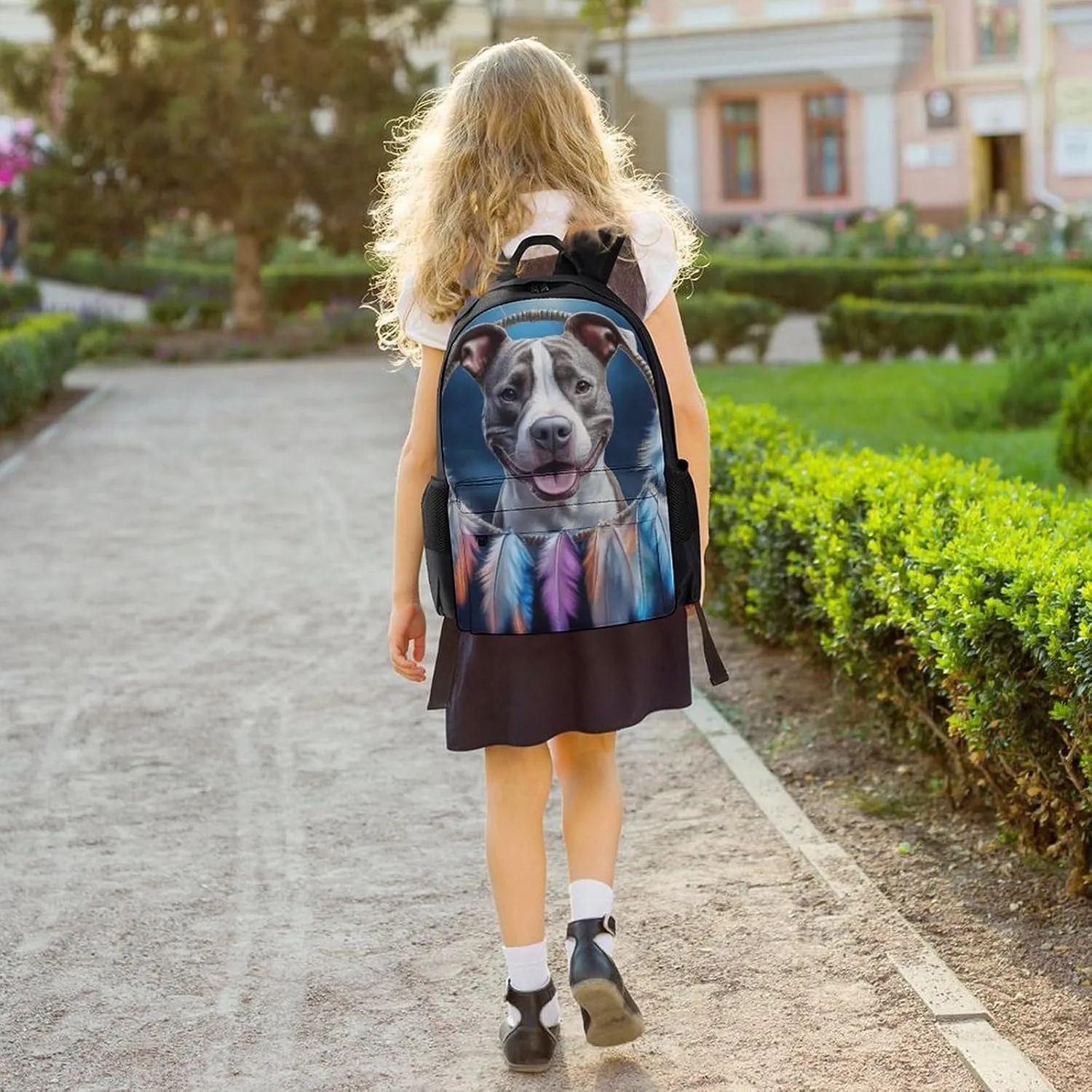 Lightweight Daypack for Camping Business Walking Cycling - Large Capacity Anti-Theft Multipurpose Bookbag, Pit Bulls Dream Catcher Gym Outdoor Hiking Backpack
