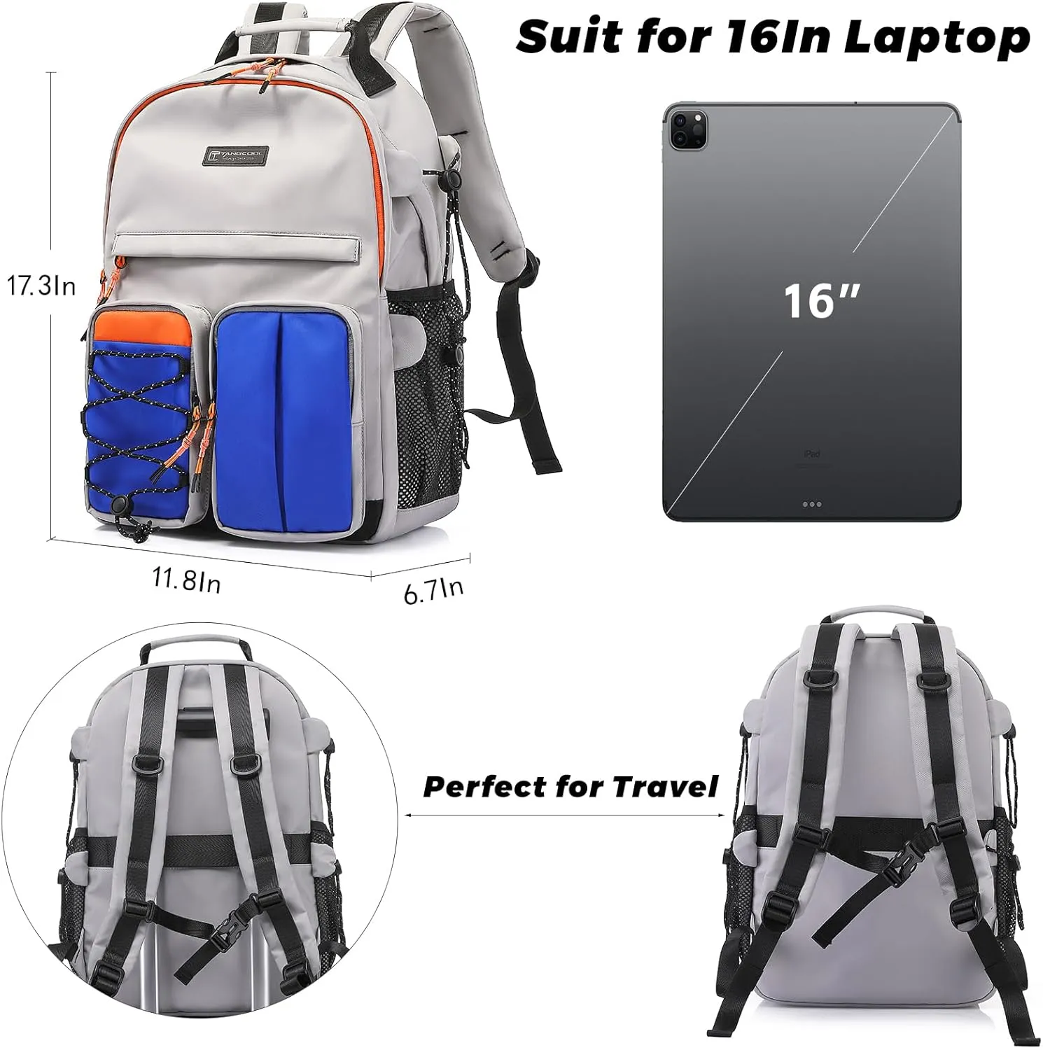 Lightweight Durable College Travel Backpack,25L Daily Casual Bookbag Backpack fit 15.6 Inch Laptop, Water Resistant Work Outdoor Hiking Backpacks With Multifunction Pockets for Men Women