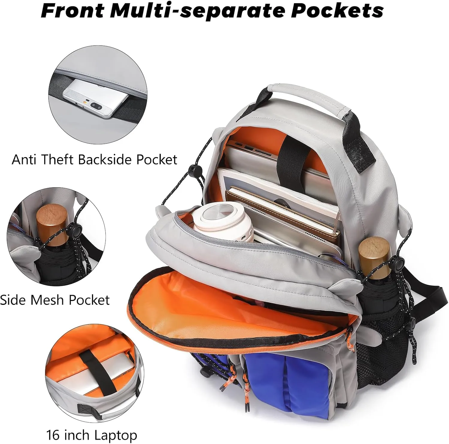Lightweight Durable College Travel Backpack,25L Daily Casual Bookbag Backpack fit 15.6 Inch Laptop, Water Resistant Work Outdoor Hiking Backpacks With Multifunction Pockets for Men Women