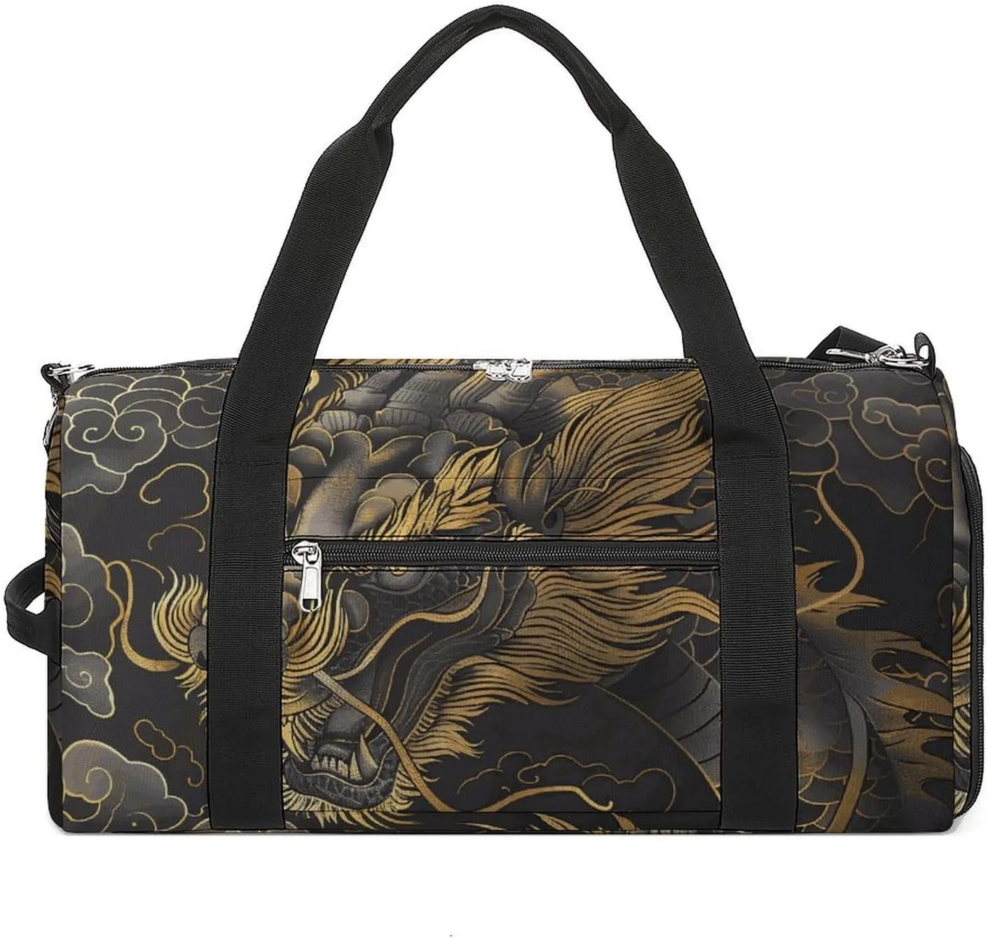 Line Style Dragon Gym Bag Travel Duffel Bags for Men Women Large Weekender Bags Carry On Overnight Duffle Bag with Shoe Compartment for Workout