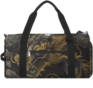 Line Style Dragon Gym Bag Travel Duffel Bags for Men Women Large Weekender Bags Carry On Overnight Duffle Bag with Shoe Compartment for Workout