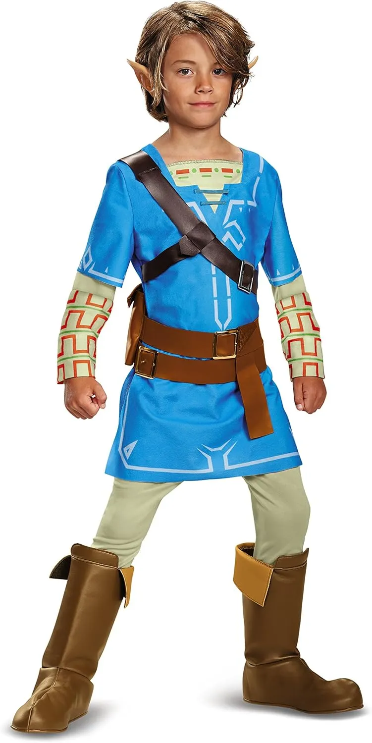 Link Breath Of The Wild Deluxe Costume, Blue, Medium (7-8)