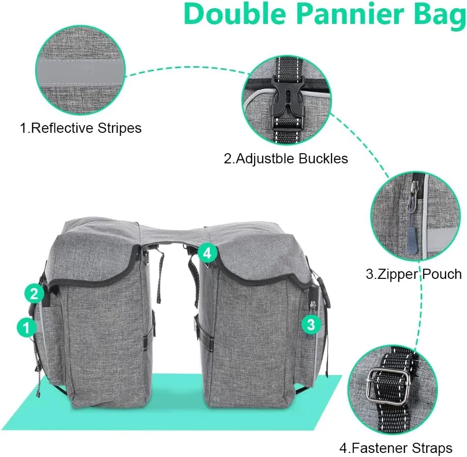 Lixada Bicycle Pannier Bag Waterproof Bike Rear Rack Bag Portable Bike Seat Carrier Bag Road Bike Storage Bag